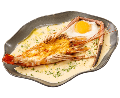 กุ้งแม่น้ำนึ่งนมสด