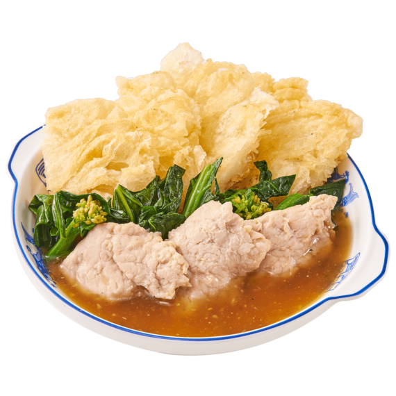 ราดหน้าหมู เส้นทอด
