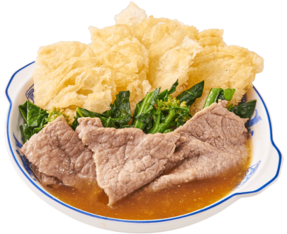 ราดหน้าเนื้อ เส้นทอด