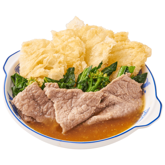 ราดหน้าเนื้อ เส้นทอด