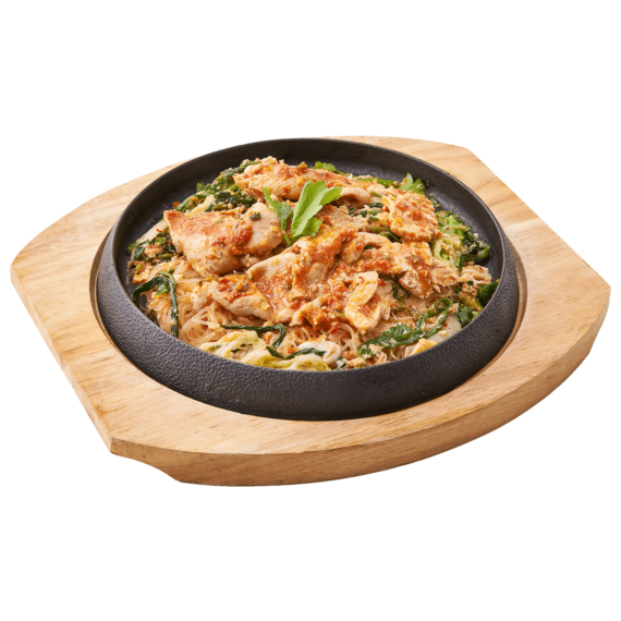 สุกี้ผัดแห้งกะทะร้อนไก่